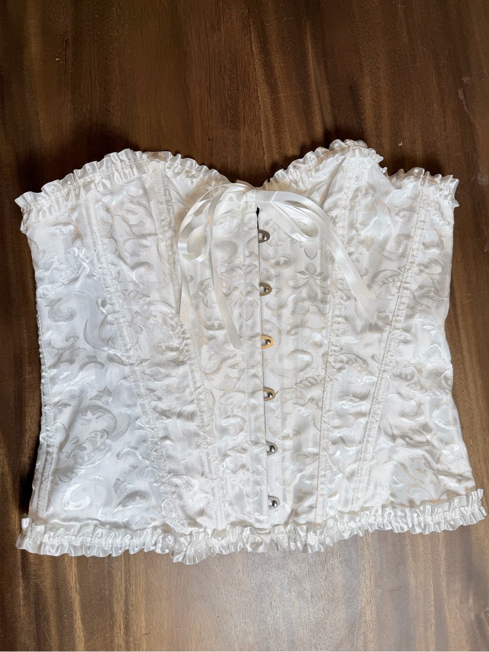 Amazon Essentials White Lace Corset-Style Camisole with Ribbon Tie